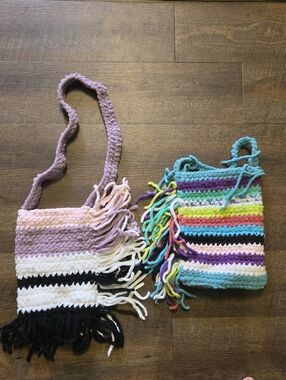 Both For $30 Handmade Multicolor Crochet Shoulder Bag - Boho Fringe Crossbody
